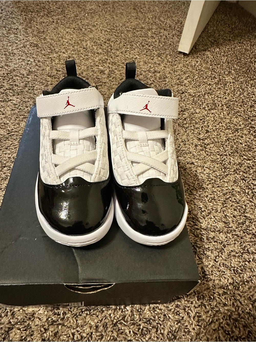 Jordan Kids Black/White Sneakers with Red Jumpman